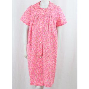 VINTAGE 60s Pink Daisy Maternity Robe Size L/XL